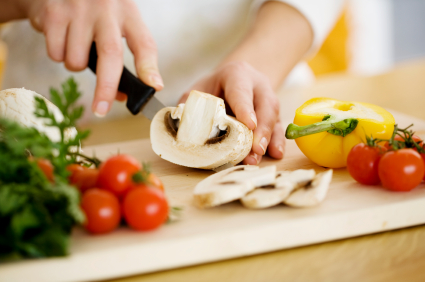 cutting veggies