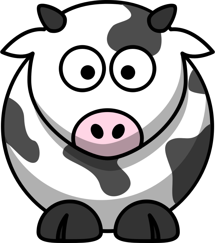 Rounded Cartoon Cow Drawing.