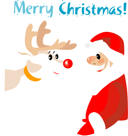 Merry Christmas with Santa and Rudolph.