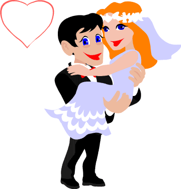 bride and groom in heart clipart