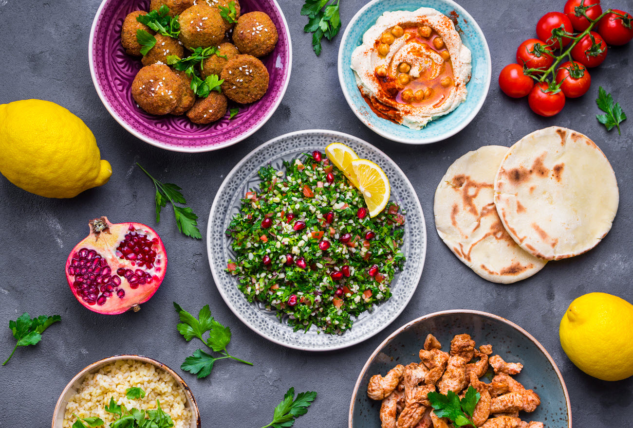 A Diverse Assortment of Middle Eastern Food.