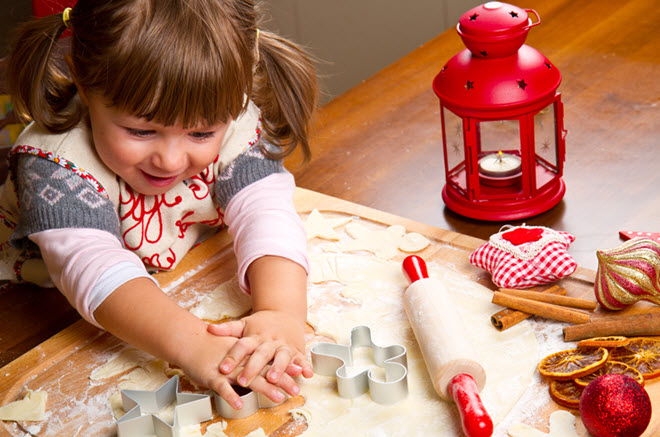 Girl Making Cookies.