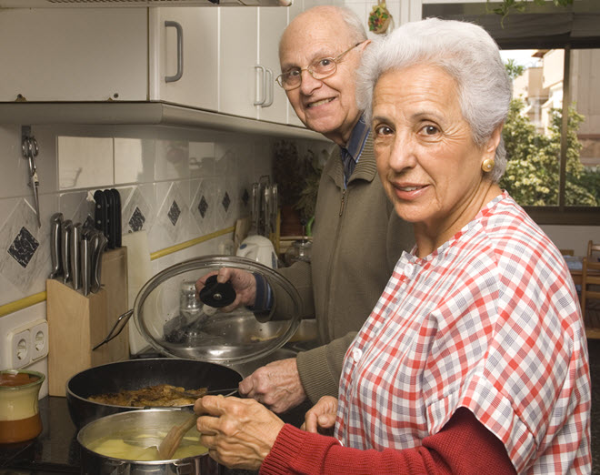 Senior Couple Cooking.