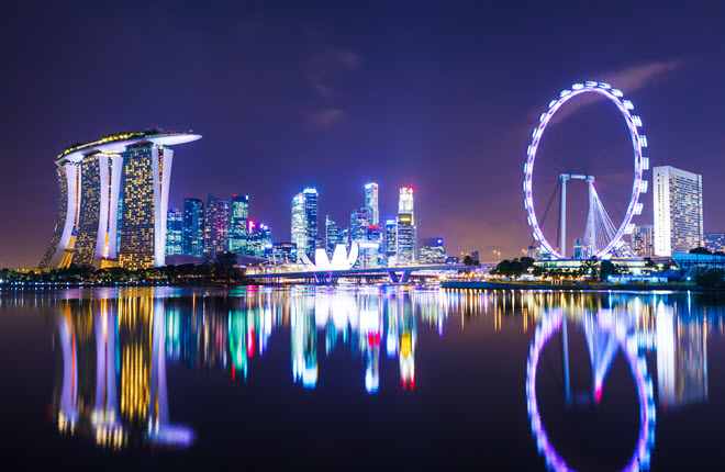 Singapore Skyline at Night.