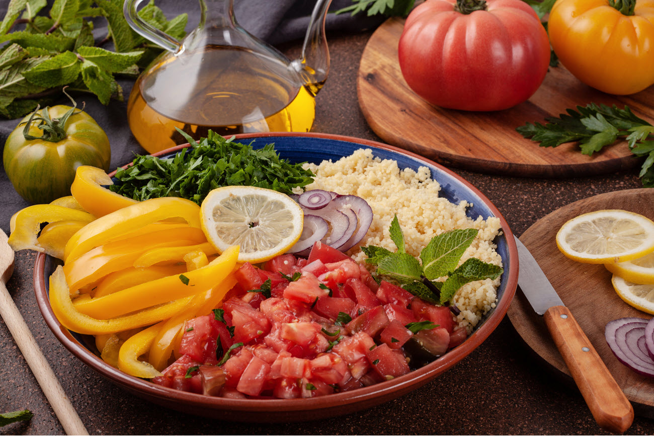 Vegetarian Tabbouleh Salad Ingredients.