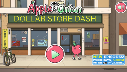 蘋果和洋蔥美元商店破折號遊戲。