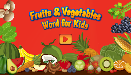 Fruits and Vegetables Word for Kids Game.